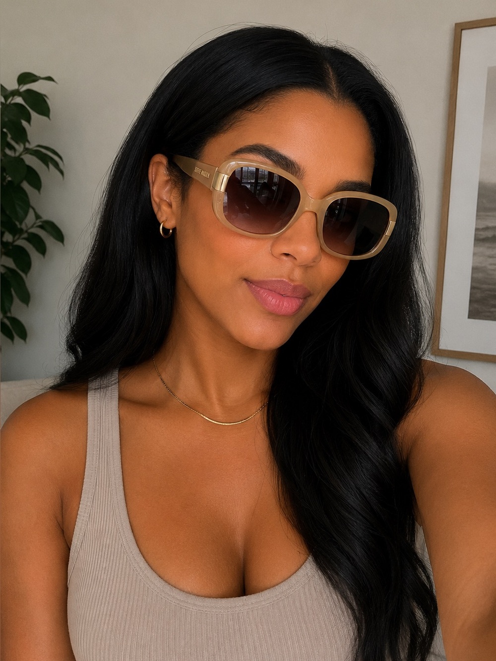 Steve Madden Square Gold Frame 100% UV Protection Sunglasses